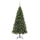 VidaXL Kunstkerstboom met verlichting en kerstballen 210 cm groen