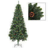 VidaXL Kunstkerstboom met verlichting kerstballen dennenappels 210 cm