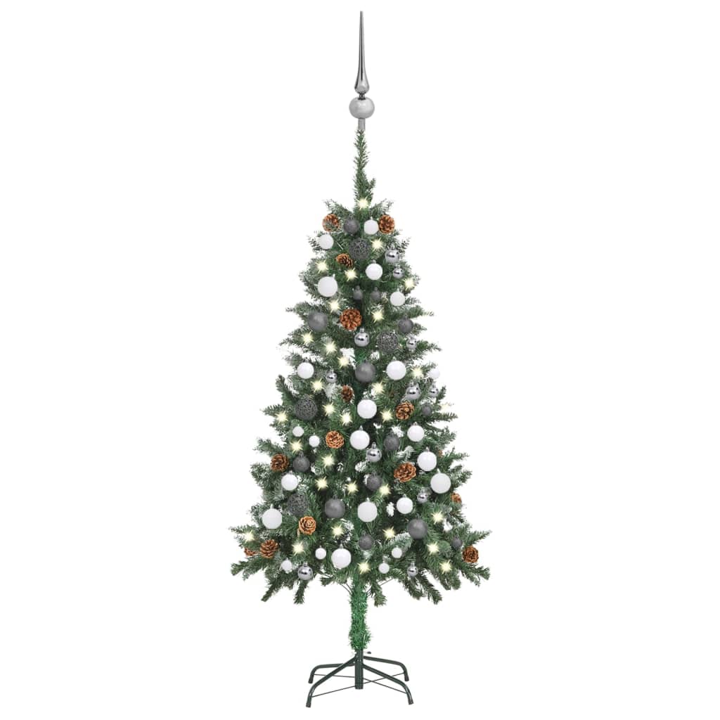 VidaXL Kunstkerstboom met verlichting kerstballen dennenappels 150 cm