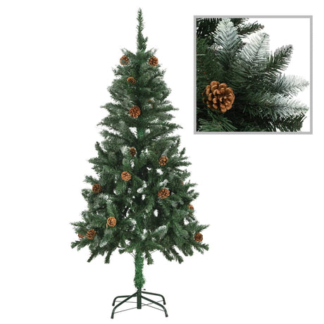 VidaXL Kunstkerstboom met verlichting kerstballen dennenappels 150 cm