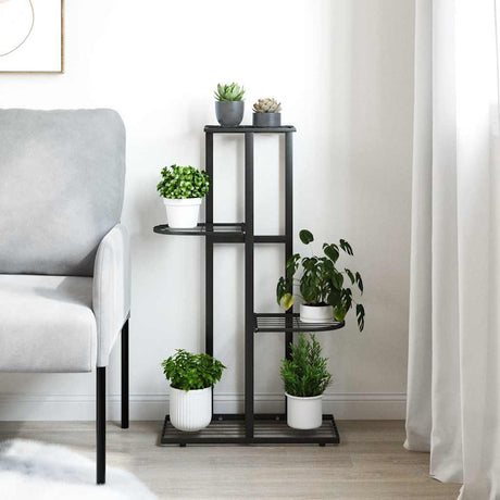 Vidaxl bloemenstandaard met 4 lagen 43x22x76 cm metaal zwart