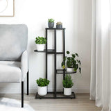 Vidaxl bloemenstandaard met 4 lagen 43x22x76 cm metaal zwart