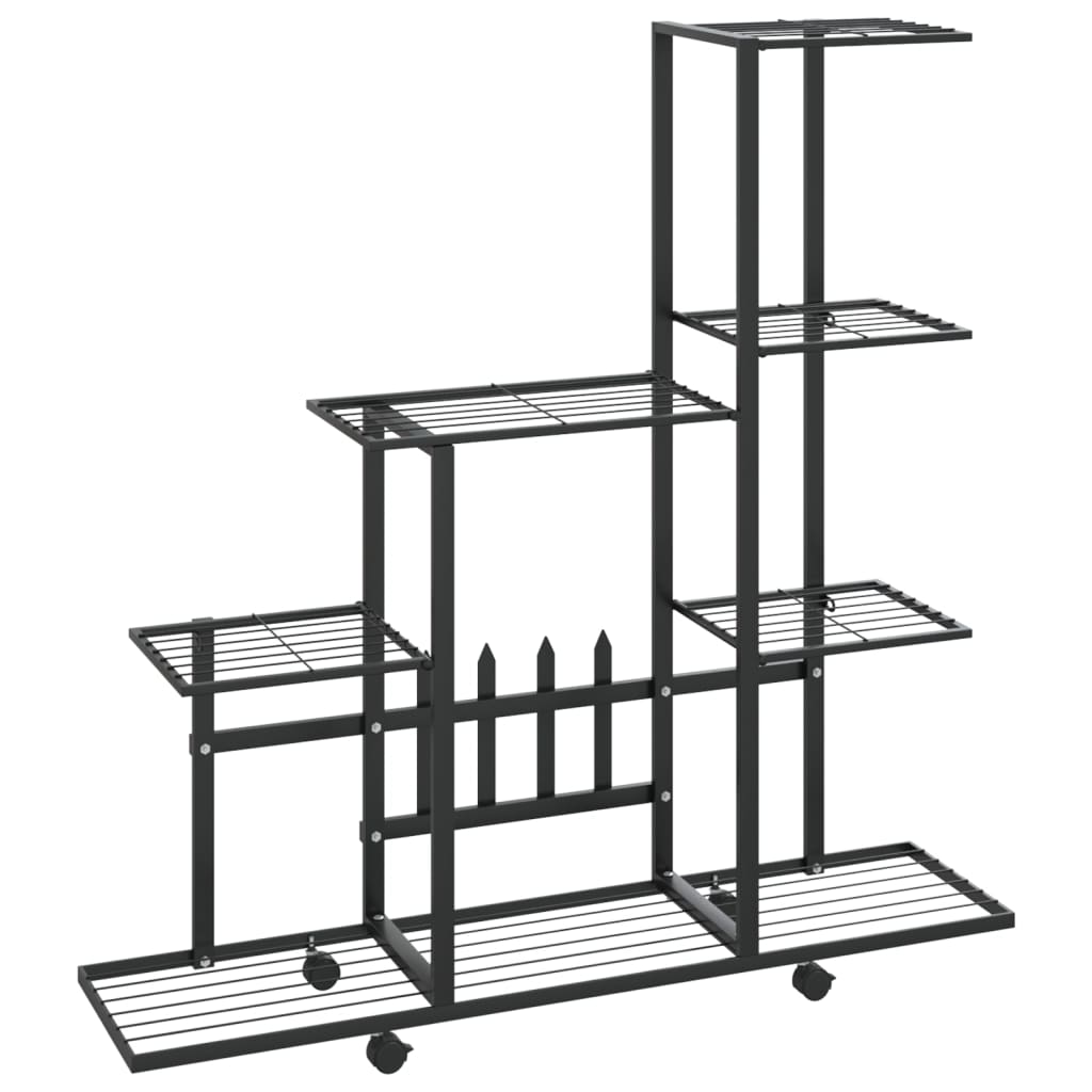 VidaXL Bloemenstandaard met wielen 94,5x25x92,5 cm metaal zwart