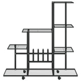 VidaXL Bloemenstandaard met wielen 94,5x25x92,5 cm metaal zwart