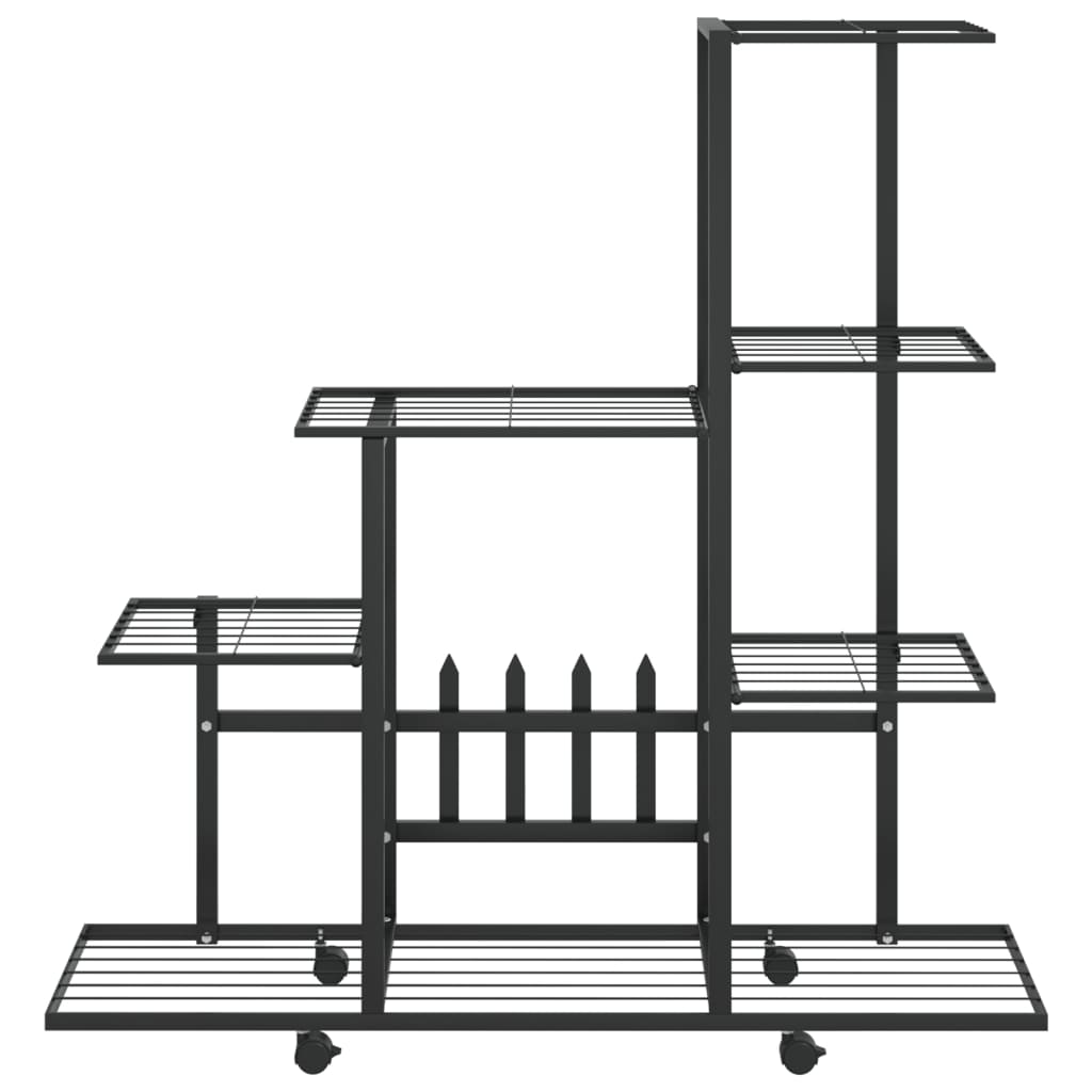 Vidaxl bloemenstandaard met wielen 94,5x25x92,5 cm metaal zwart