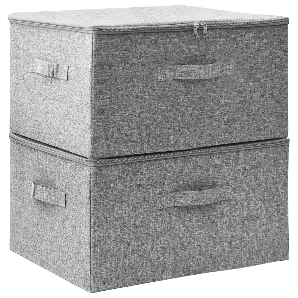 Vidaxl opbergboxen 2 st 43x34x23 cm stof grijs