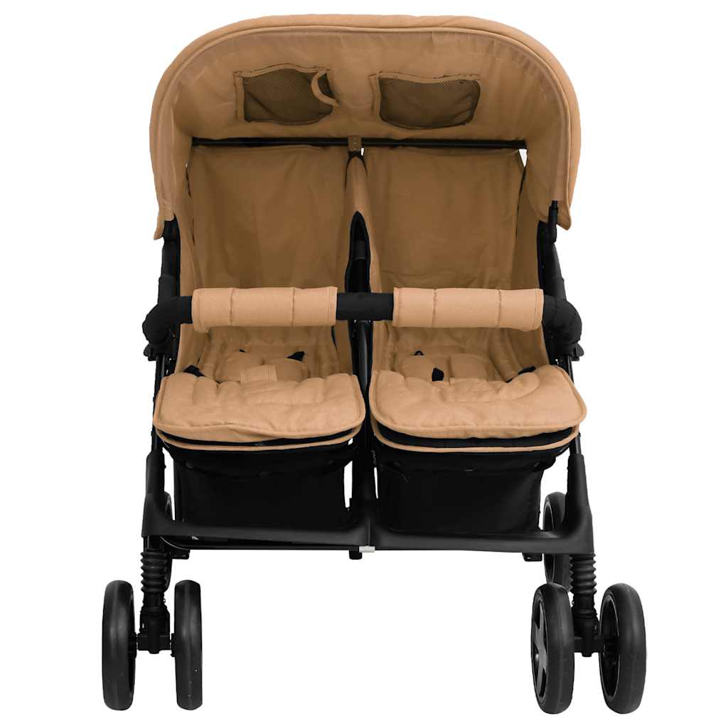 Vidaxl tweelingkinderwagen staal taupe