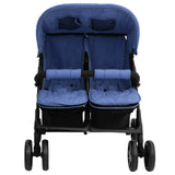 VidaXL Tweelingkinderwagen staal marineblauw