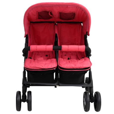 VidaXL Tweelingkinderwagen staal rood