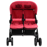 Vidaxl tweelingkinderwagen staal rood