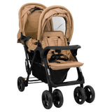 VidaXL Tweelingkinderwagen tandem staal taupe