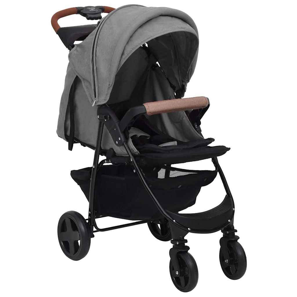 Vidaxl kinderwagen 2-in-1 staal lichtgrijs