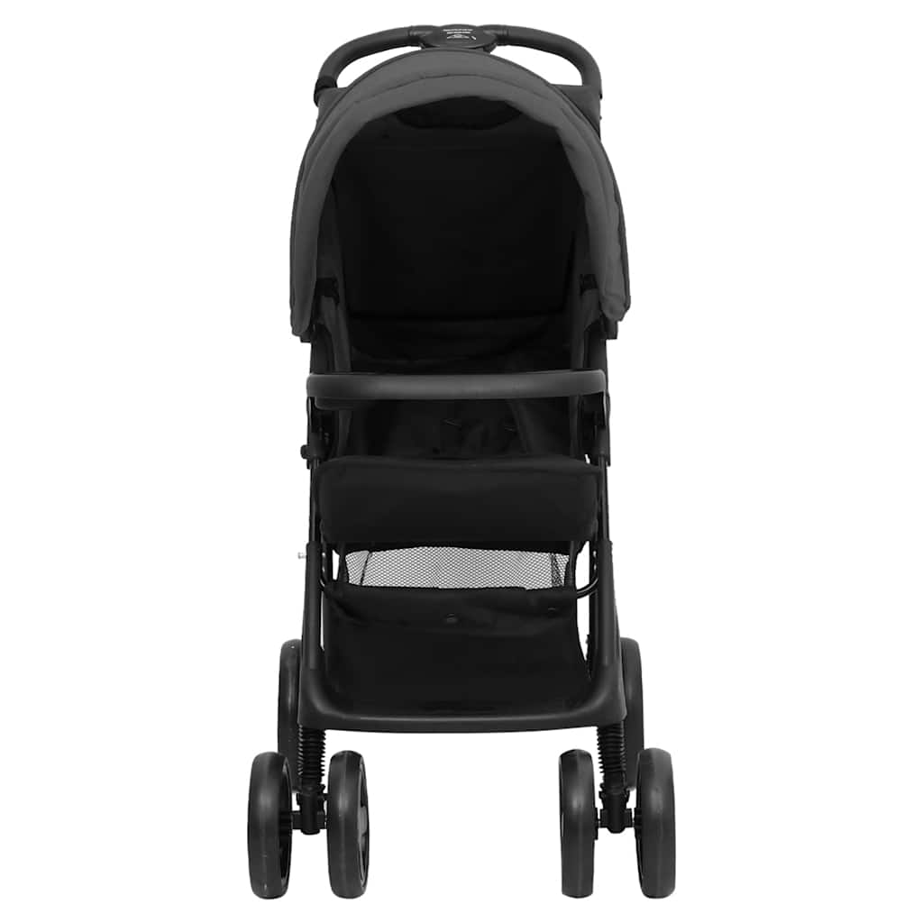 Vidaxl kinderwagen 2-in-1 staal donkergrijs en zwart