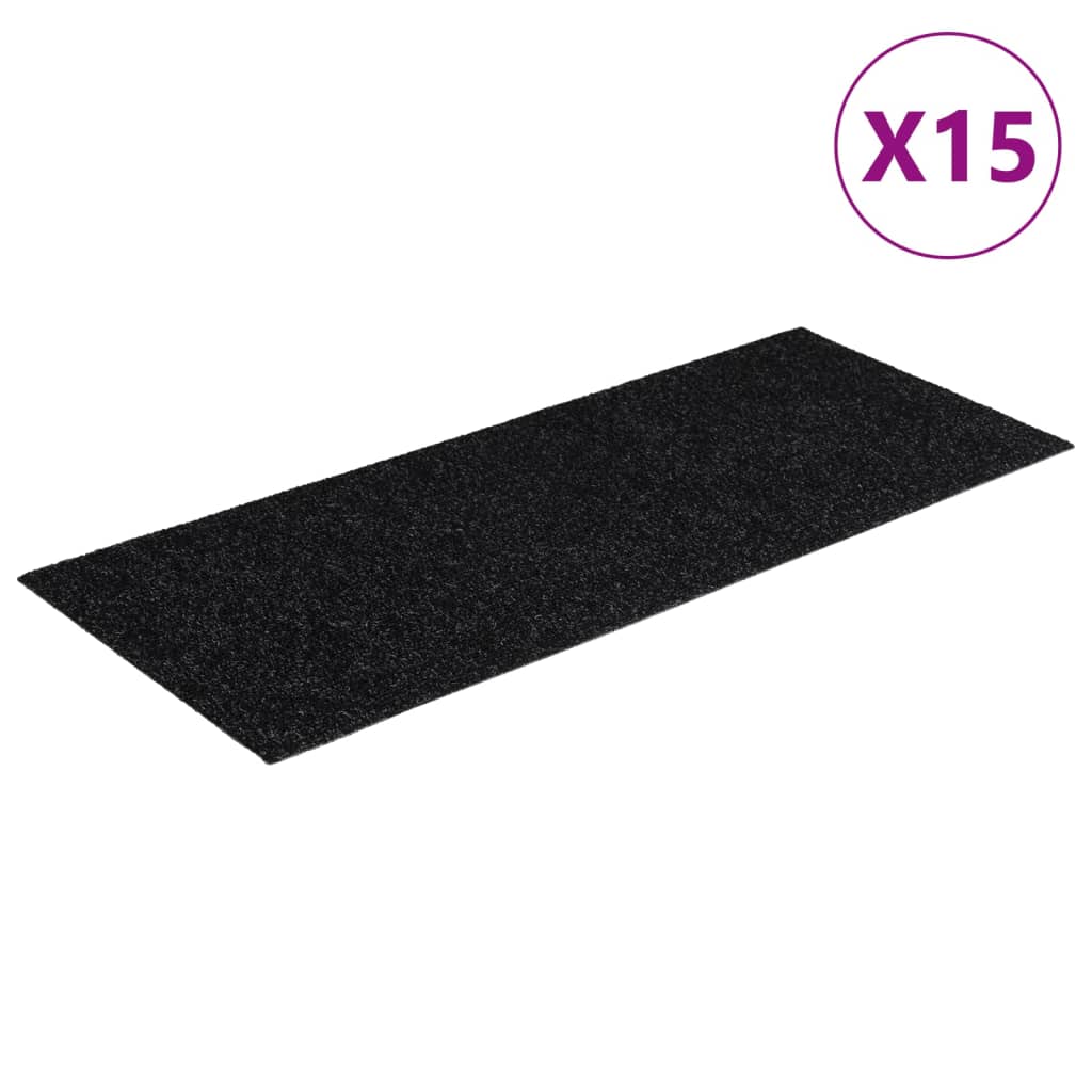 Vidaxl 15 st trapmatten zelfklevend rechthoekig 60x25 cm zwart