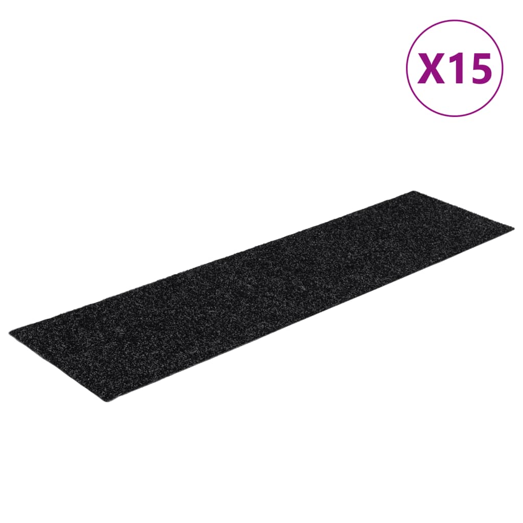 Vidaxl 15 st trapmatten zelfklevend rechthoekig 76x20 cm zwart