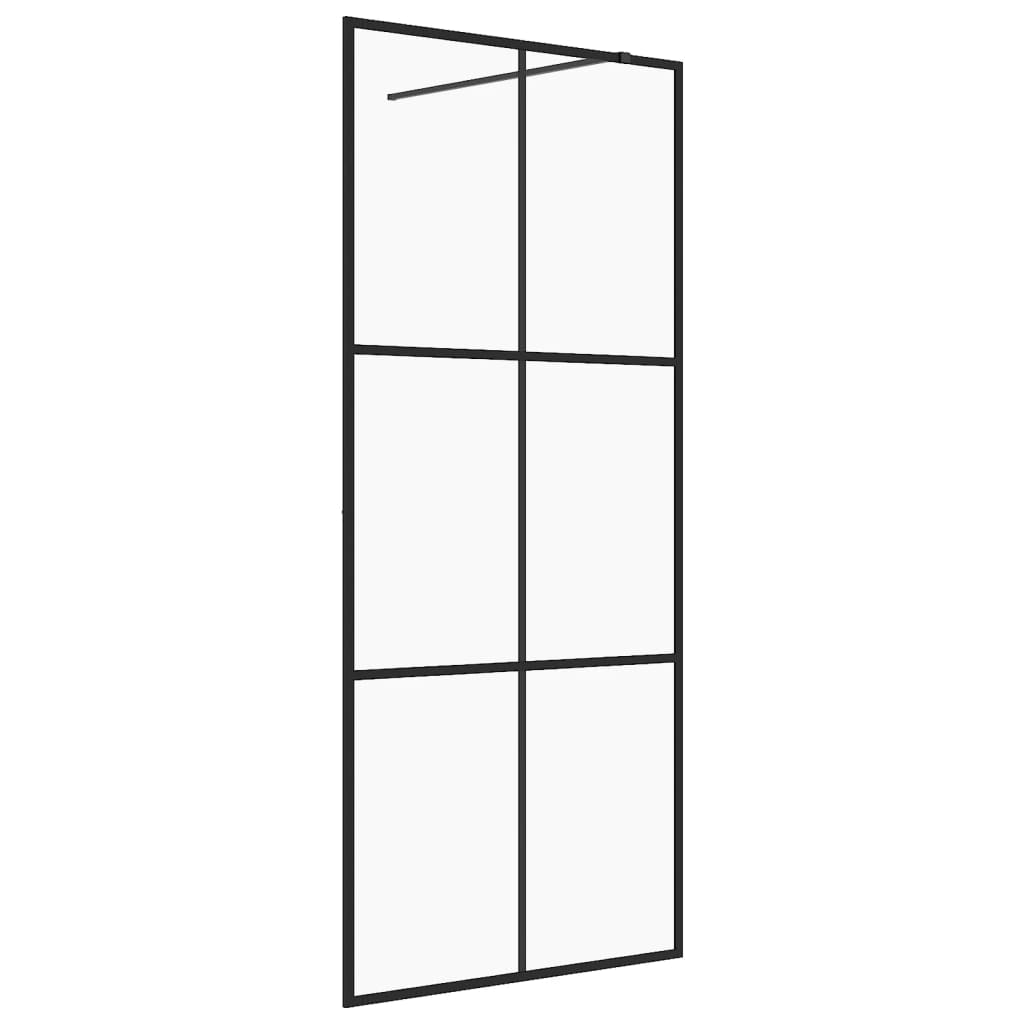 VidaXL Inloopdouchewand 80x195 cm ESG-glas transparant en zwart