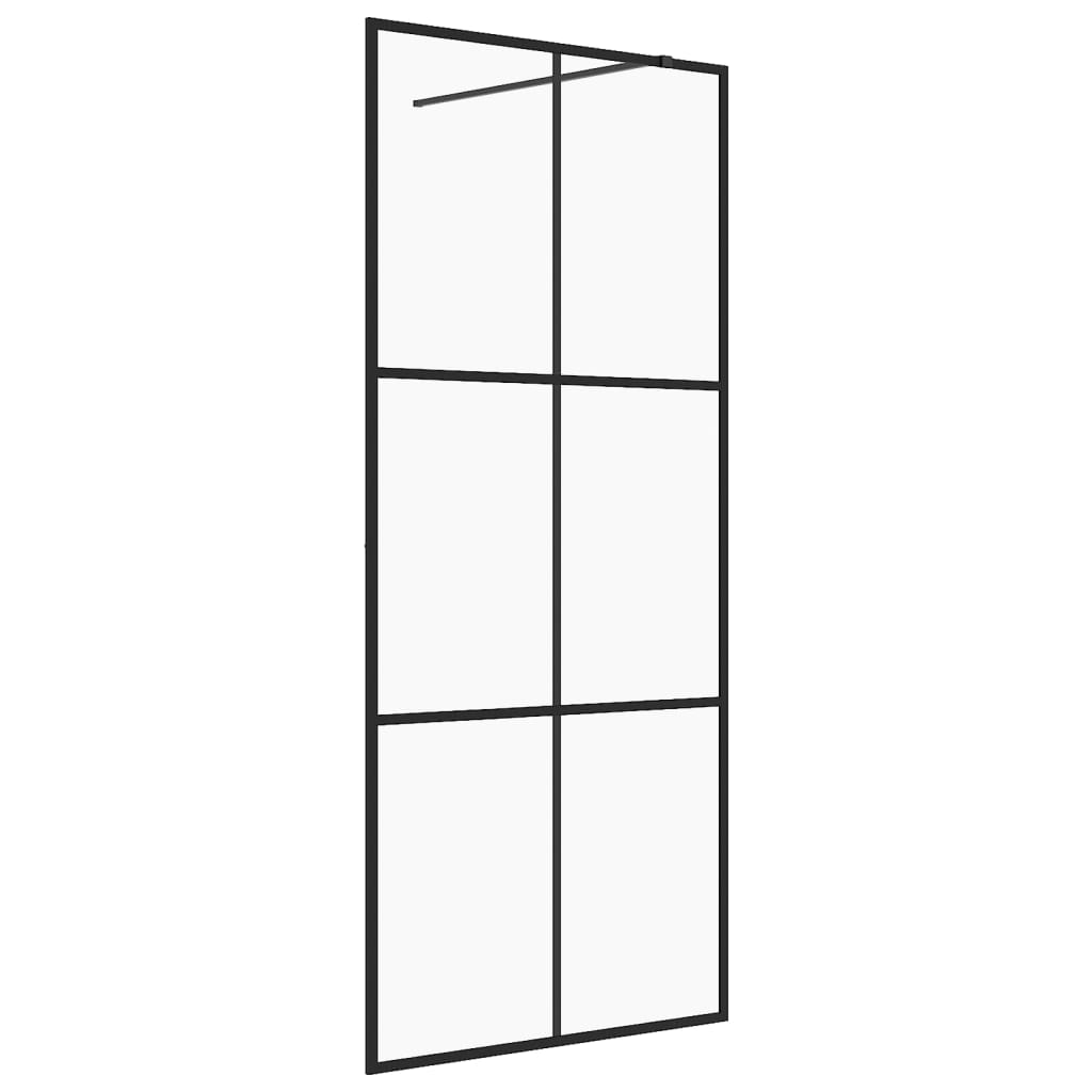 Vidaxl inloopdouchewand 100x195 cm esg-glas transparant en zwart