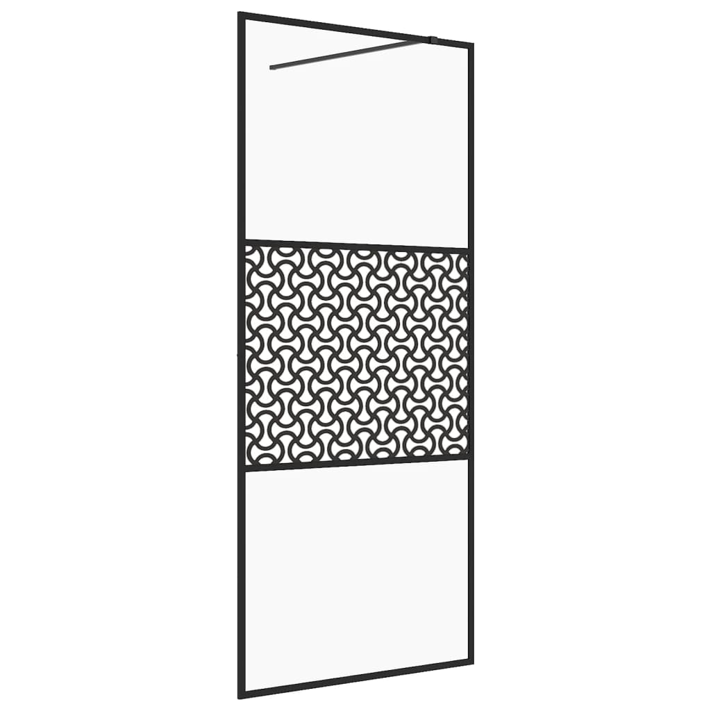 Vidaxl inloopdouchewand 90x195 cm esg-glas transparant en zwart