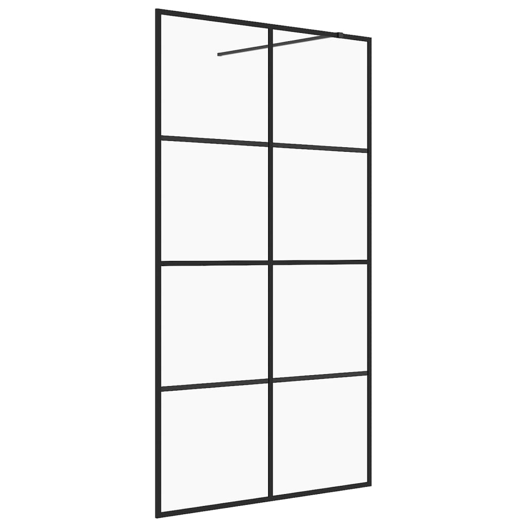 Vidaxl inloopdouchewand 90x195 cm esg-glas transparant en zwart