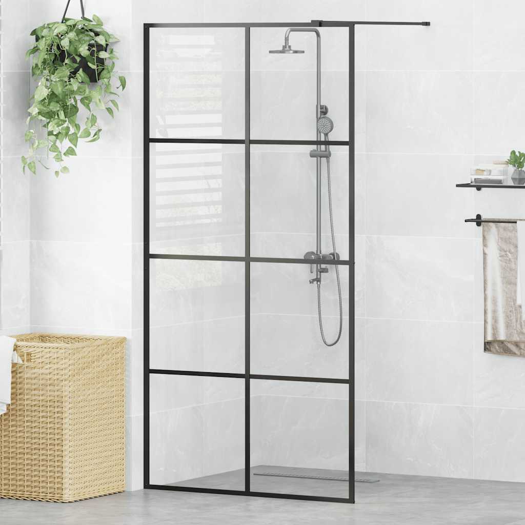 Vidaxl inloopdouchewand 100x195 cm esg-glas transparant en zwart