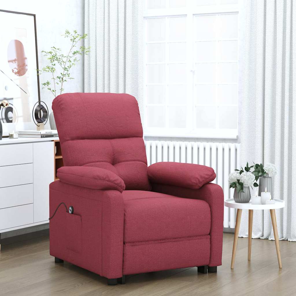 Vidaxl fauteuil verstelbaar elektrisch stof wijnrood