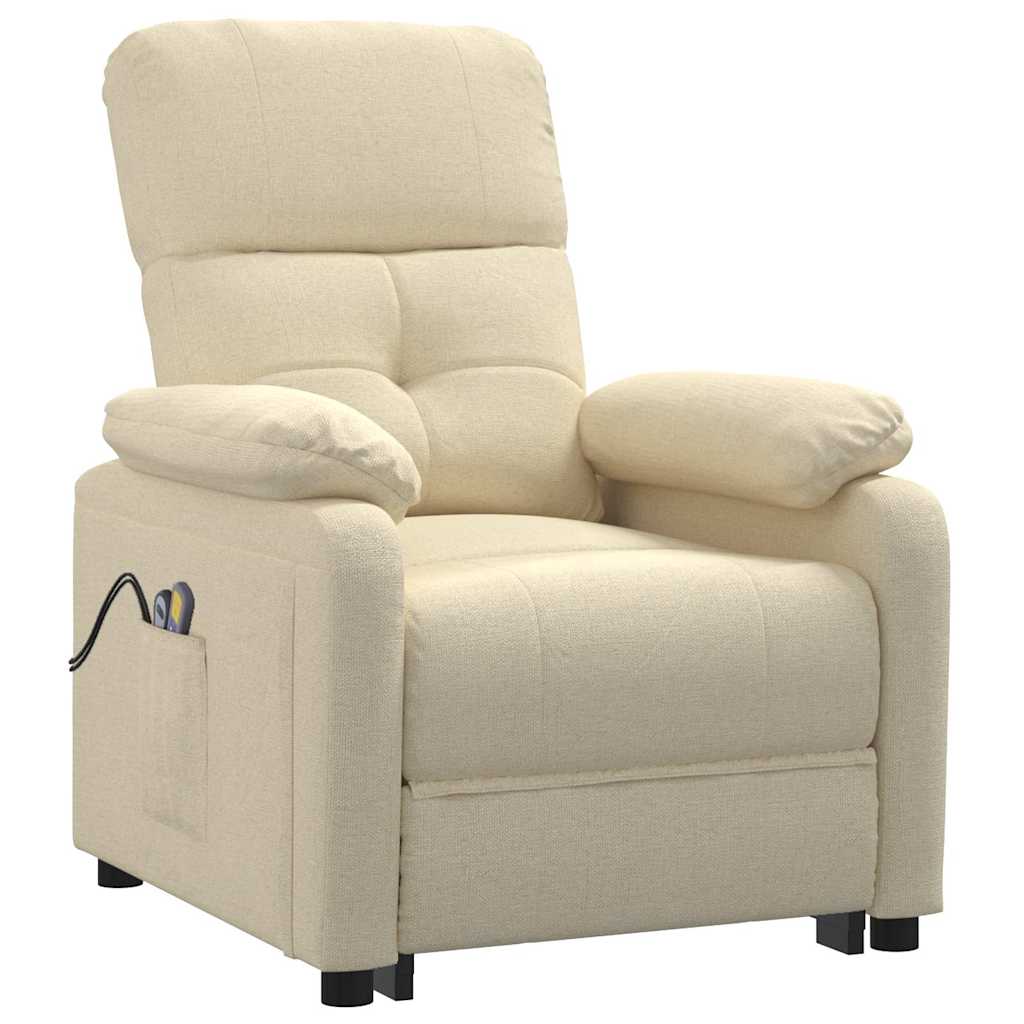 Vidaxl massagestoel elektrisch stof crèmekleurig