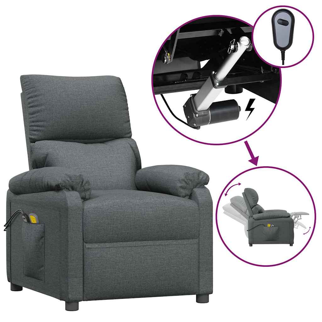 Vidaxl massagestoel elektrisch stof donkergrijs