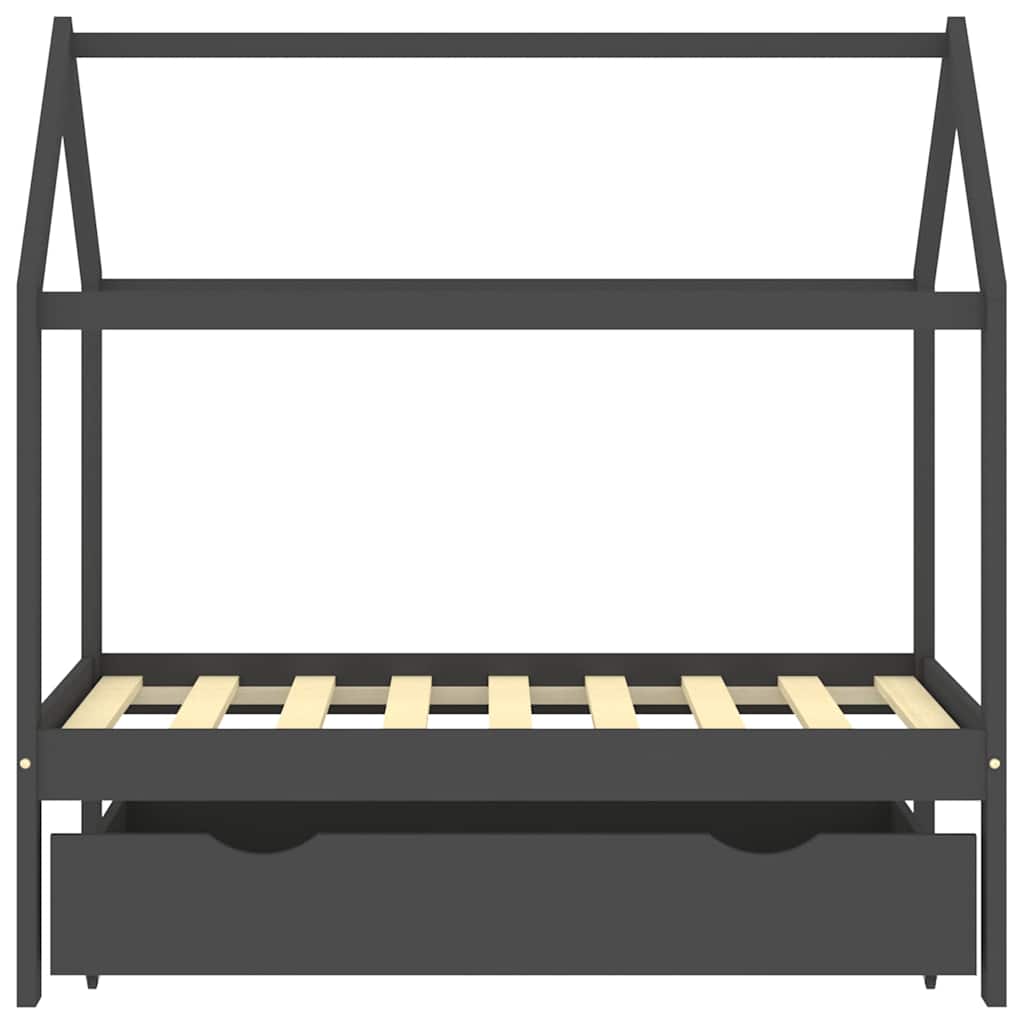 Vidaxl kinderbedframe met lade grenenhout donkergrijs 70x140 cm