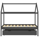 Vidaxl kinderbedframe met lade grenenhout donkergrijs 80x160 cm