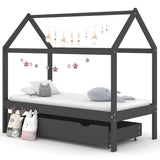 Vidaxl kinderbedframe met lade grenenhout donkergrijs 80x160 cm