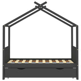 Vidaxl kinderbedframe met lade grenenhout donkergrijs 80x160 cm