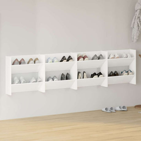 Vidaxl wandschoenenkasten 4 st 60x18x60 cm bewerkt hout wit