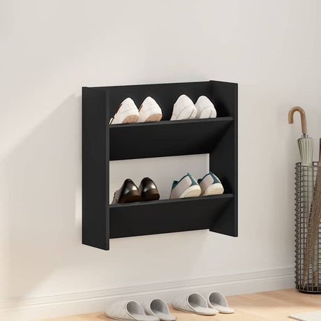 Vidaxl wandschoenenkast 60x18x60 cm bewerkt hout zwart