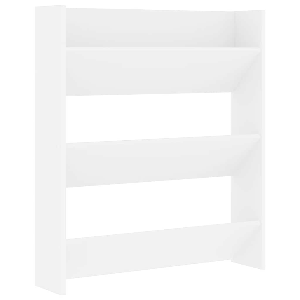 Vidaxl wandschoenenkast 80x18x90 cm bewerkt hout wit