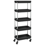 Vidaxl keukentrolley 5-laags 42x29x128 cm ijzer en abs zwart