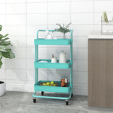 Vidaxl keukentrolley 3-laags 42x35x85 cm ijzer en abs turquoise