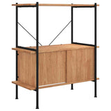 Vidaxl opbergrek 3-laags met kast 80x40x92 cm staal en bewerkt hout