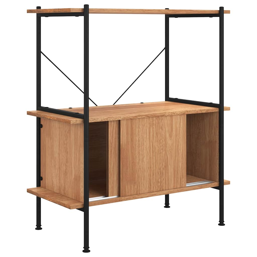 Vidaxl opbergrek 3-laags met kast 80x40x92 cm staal en bewerkt hout