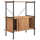 Vidaxl opbergrek 3-laags met kast 80x40x92 cm staal en bewerkt hout