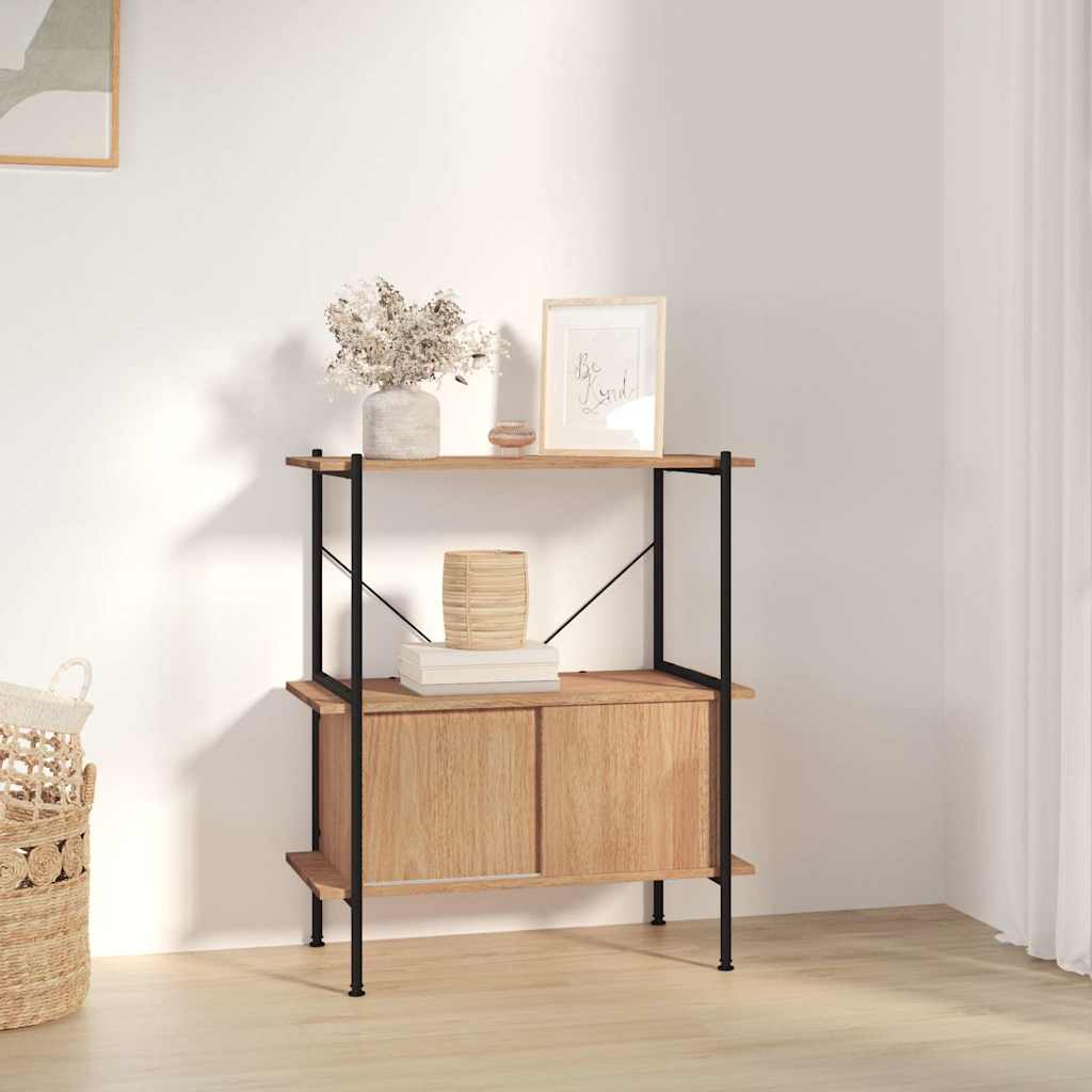 Vidaxl opbergrek 3-laags met kast 80x40x92 cm staal en bewerkt hout
