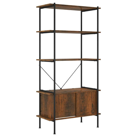 Vidaxl opbergrek 5-laags met kast 80x40x163 cm staal en bewerkt hout