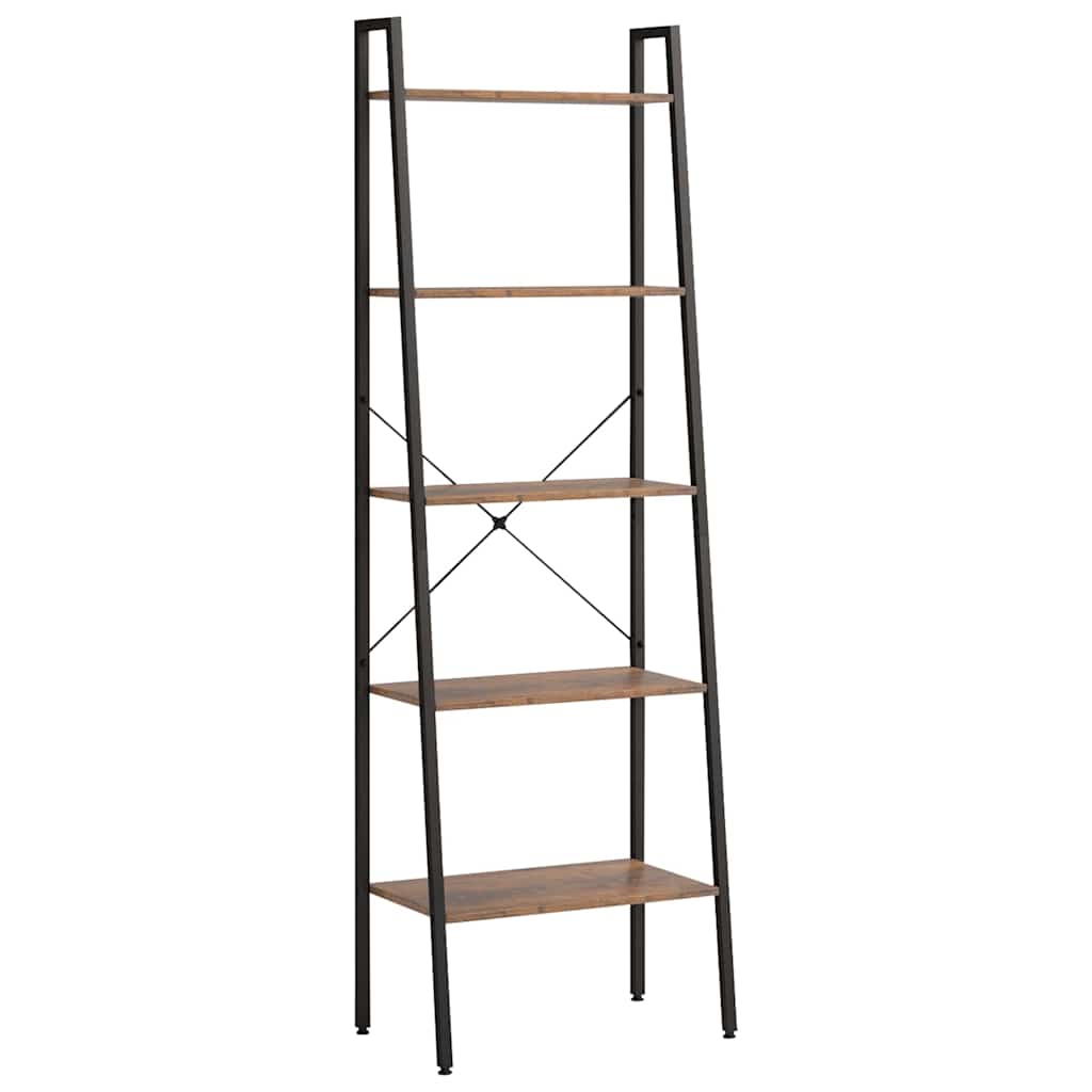 Vidaxl ladderrek met 5 schappen 56x35x174 cm donkerbruin en zwart