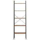 Vidaxl ladderrek met 5 schappen 56x35x174 cm donkerbruin en zwart