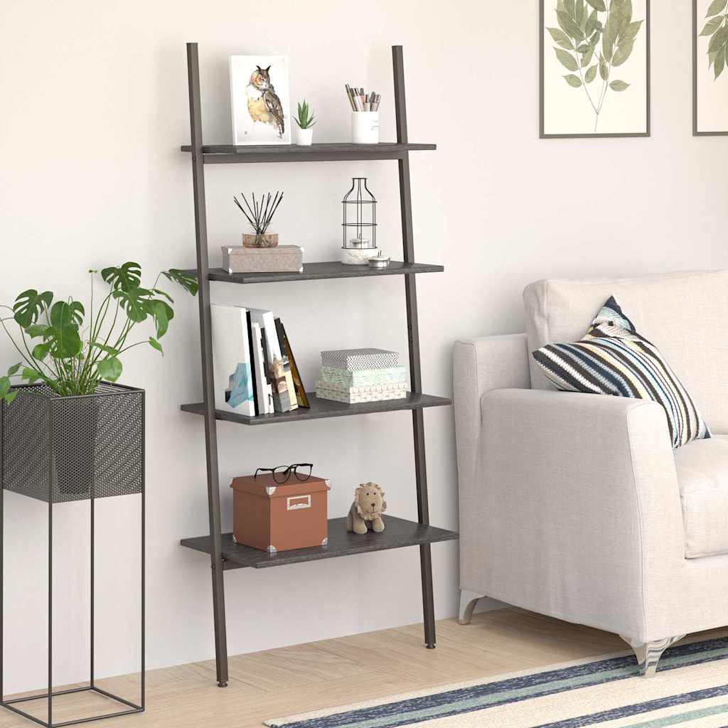 Vidaxl ladderrek met 4 schappen 64x34x150,5 cm zwart