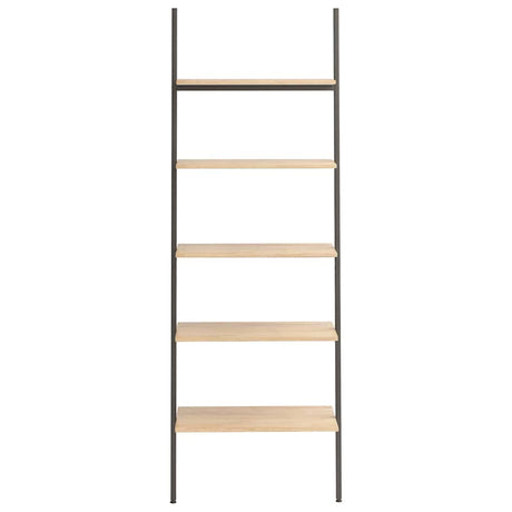 Vidaxl ladderrek met 5 schappen 64x34x185,5 cm lichtbruin en zwart