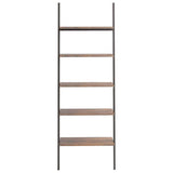 Vidaxl ladderrek met 5 schappen 64x34x185,5 cm donkerbruin en zwart