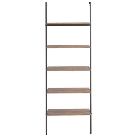 Vidaxl ladderrek met 5 schappen 64x35x185 cm donkerbruin en zwart