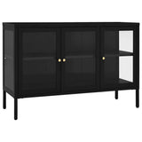 Vidaxl dressoir 105x35x70 cm staal en glas zwart