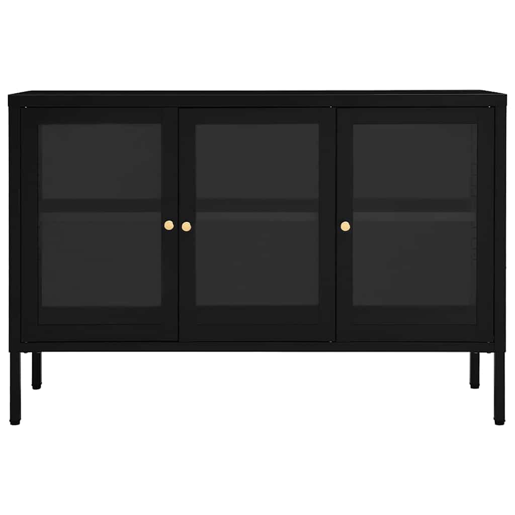 Vidaxl dressoir 105x35x70 cm staal en glas zwart