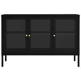Vidaxl dressoir 105x35x70 cm staal en glas zwart